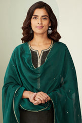 Mehrunissa Zeinab Green Chanderi Dupatta