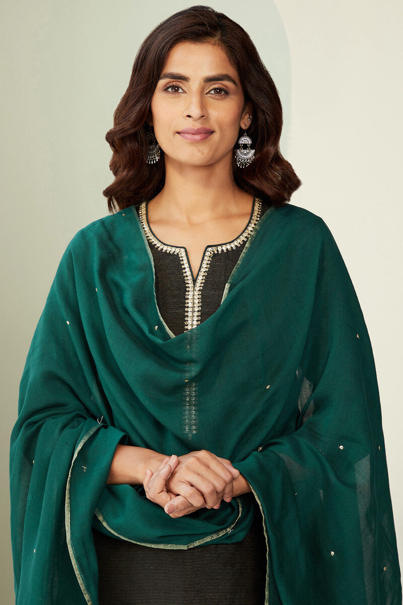 Mehrunissa Zeinab Green Chanderi Dupatta