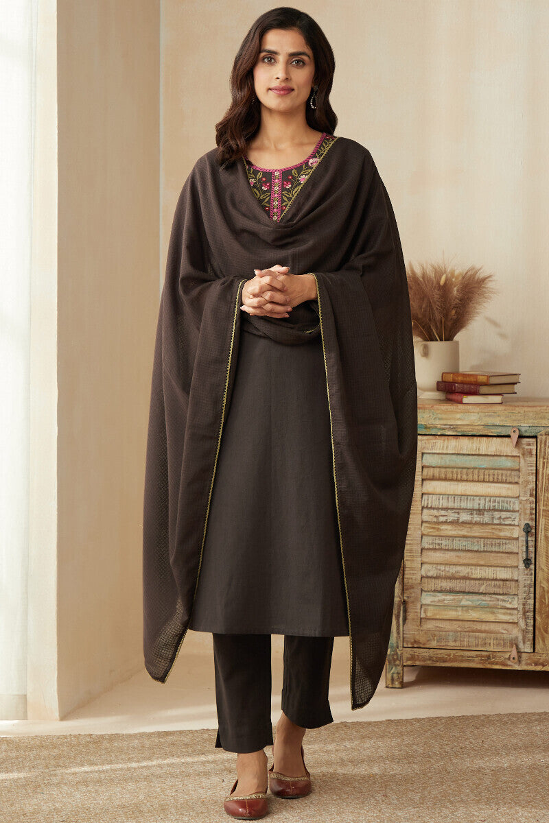 Roza Zoya Brown Dupatta
