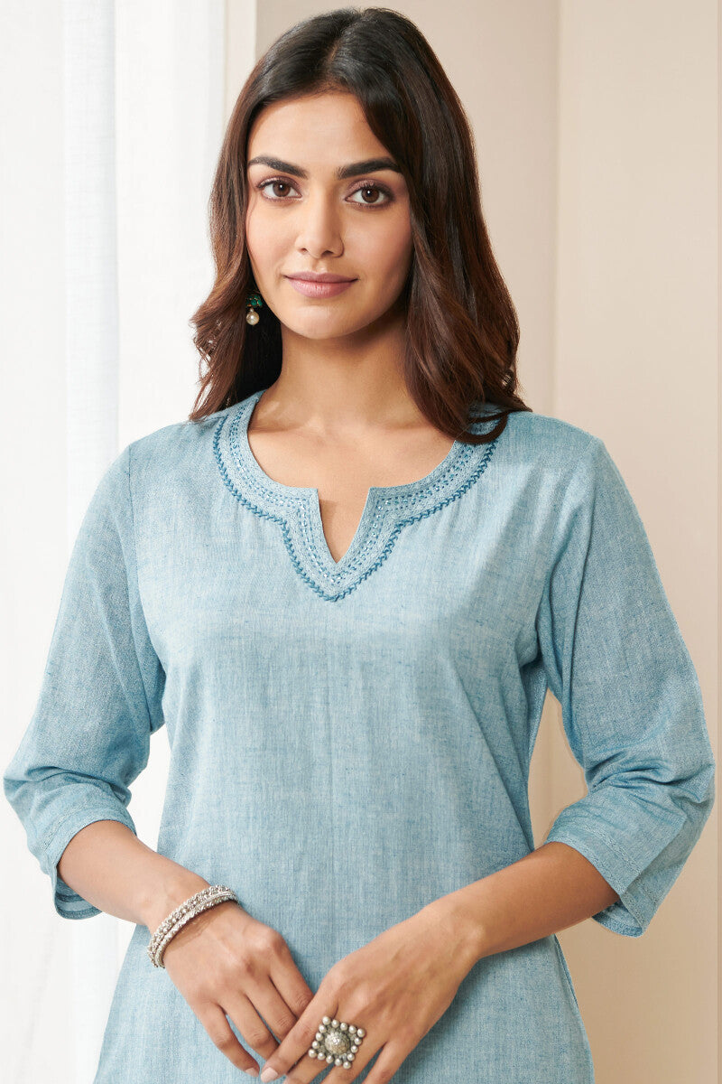 Gauhar Maira Blue Handloom Kurta