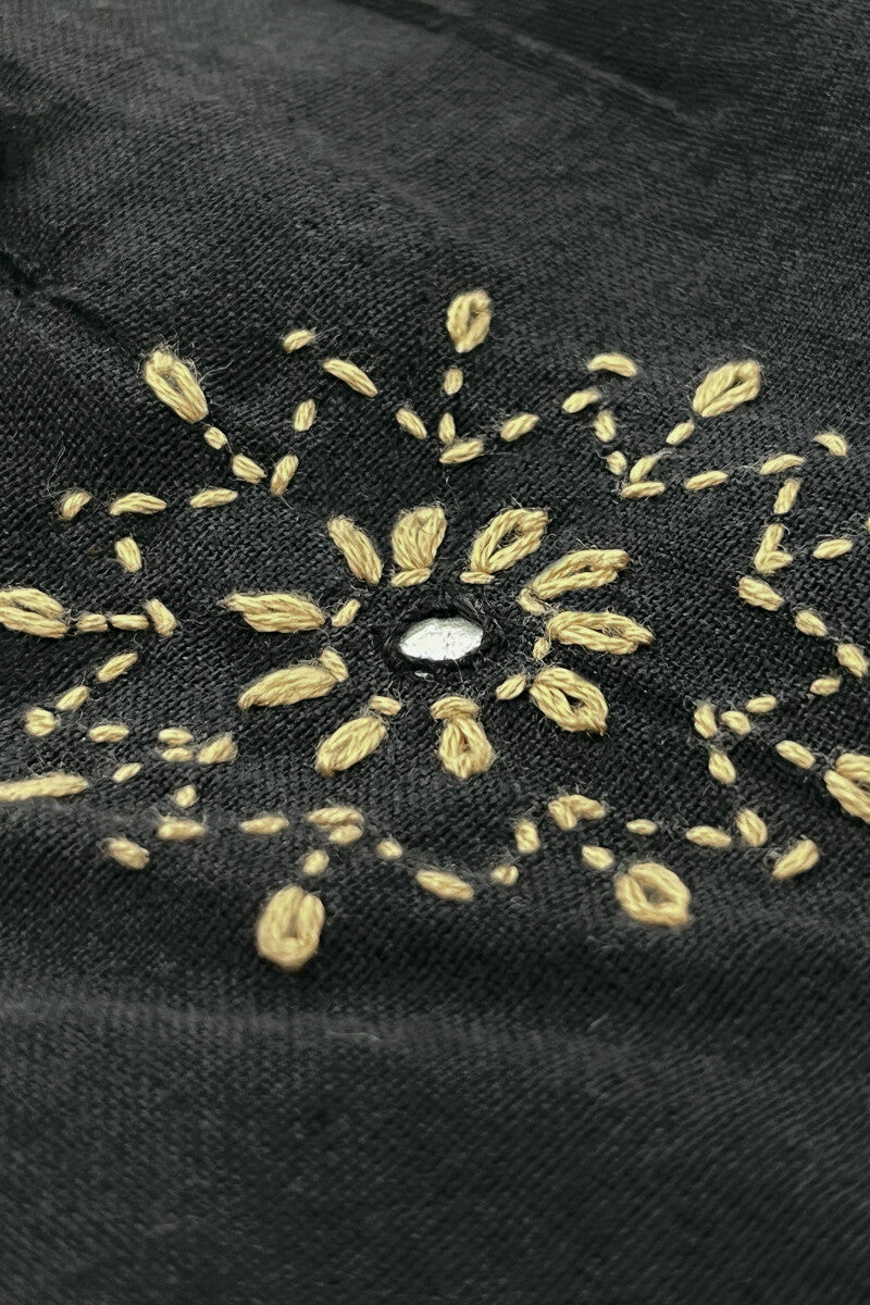 Kashida Maya Black Handloom Kurta