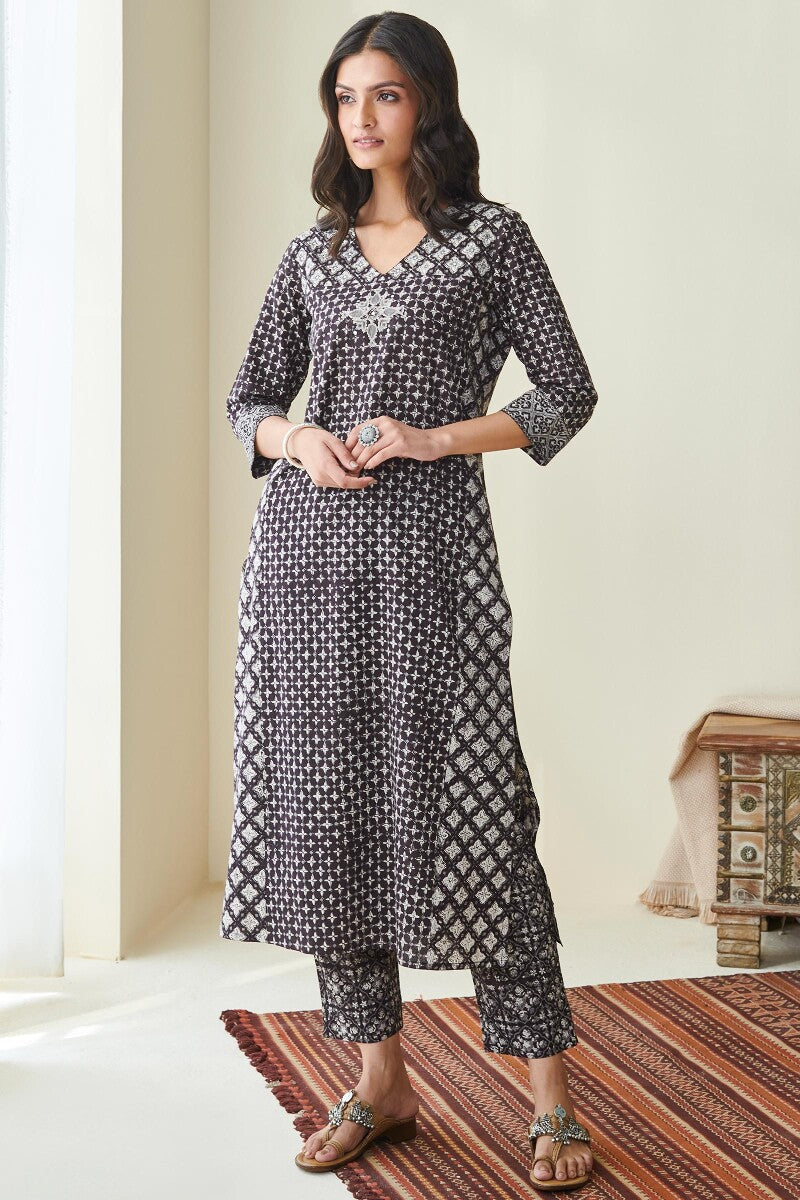 Sehra Siya Bagru Kurta