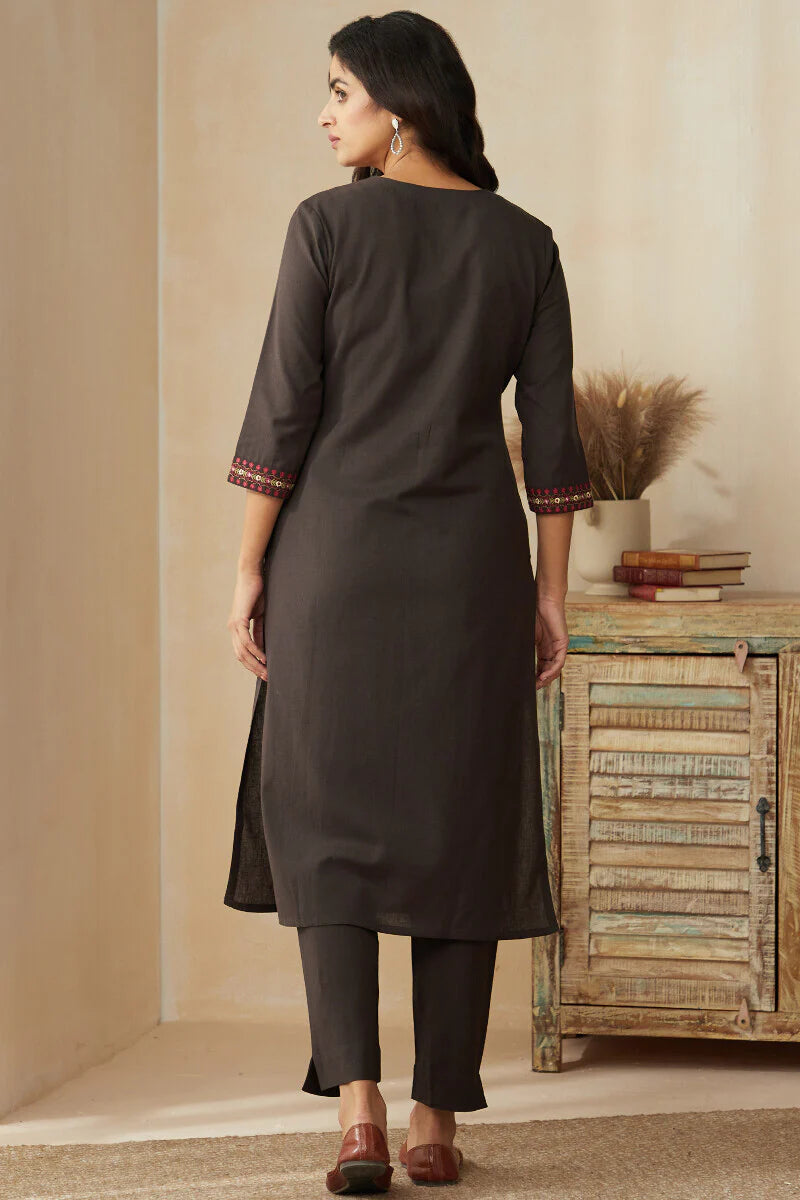 Roza Zoya Brown Kurta