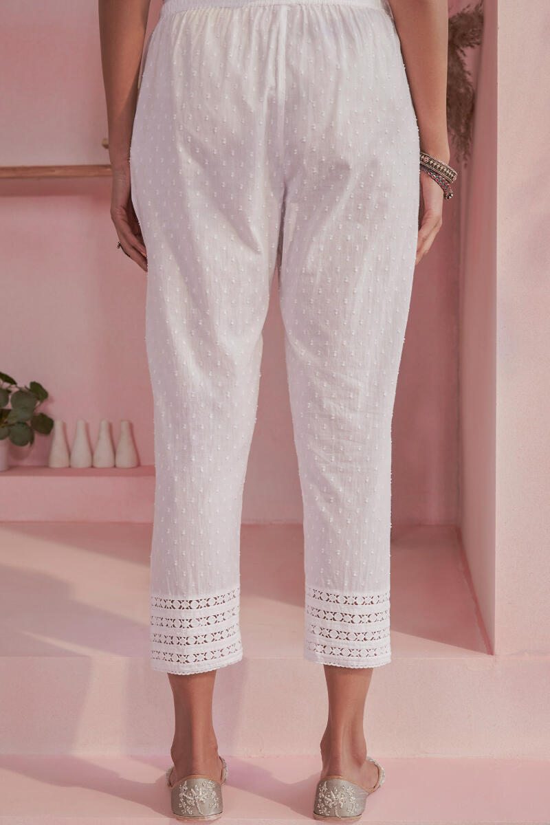 Raahat White Cotton Narrow Pants