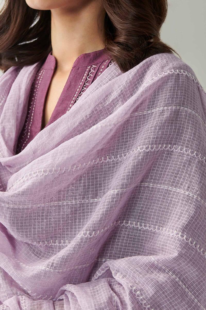 Kashida Purple Kota Dupatta