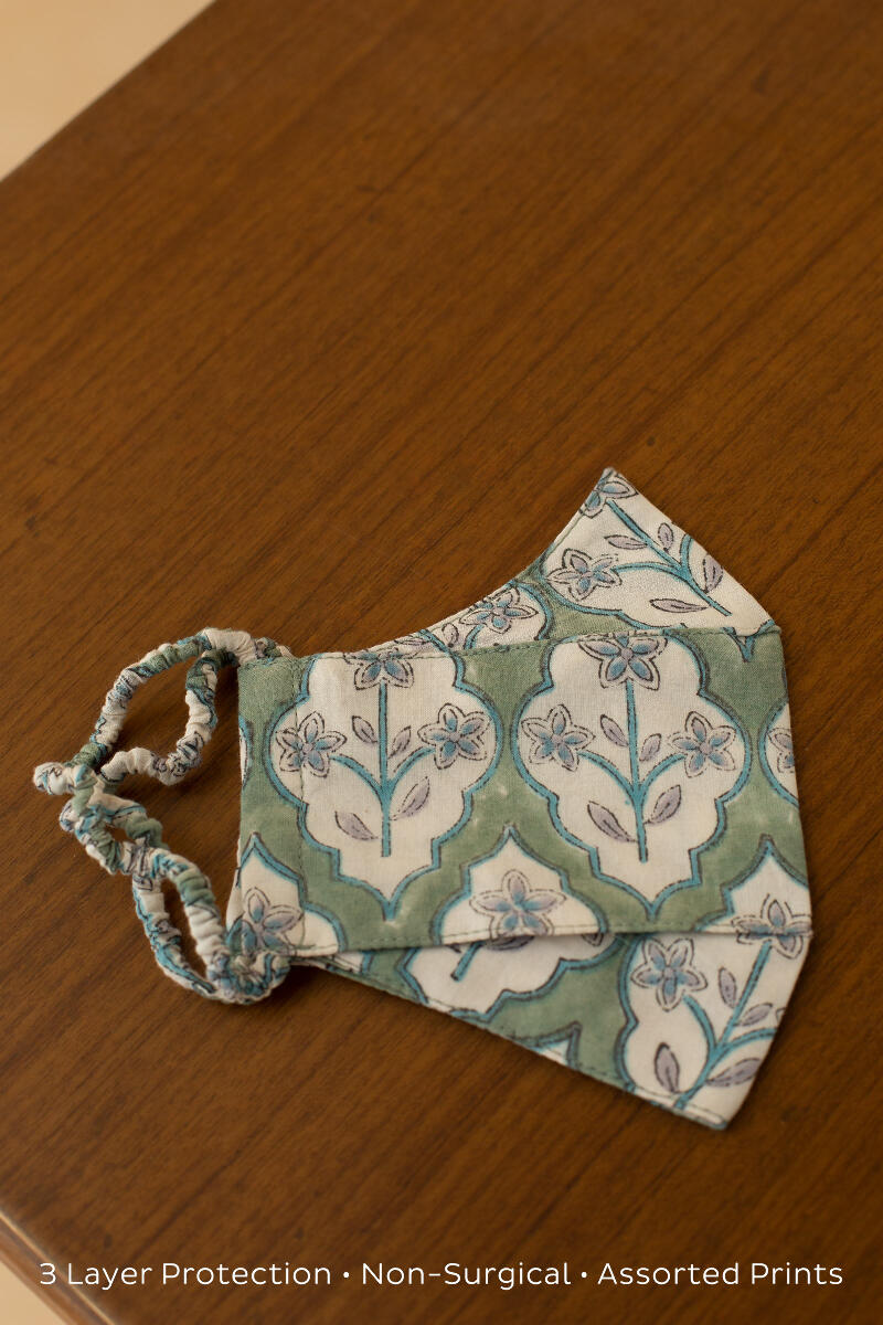 Pack of 5: Block-Printed Face Masks