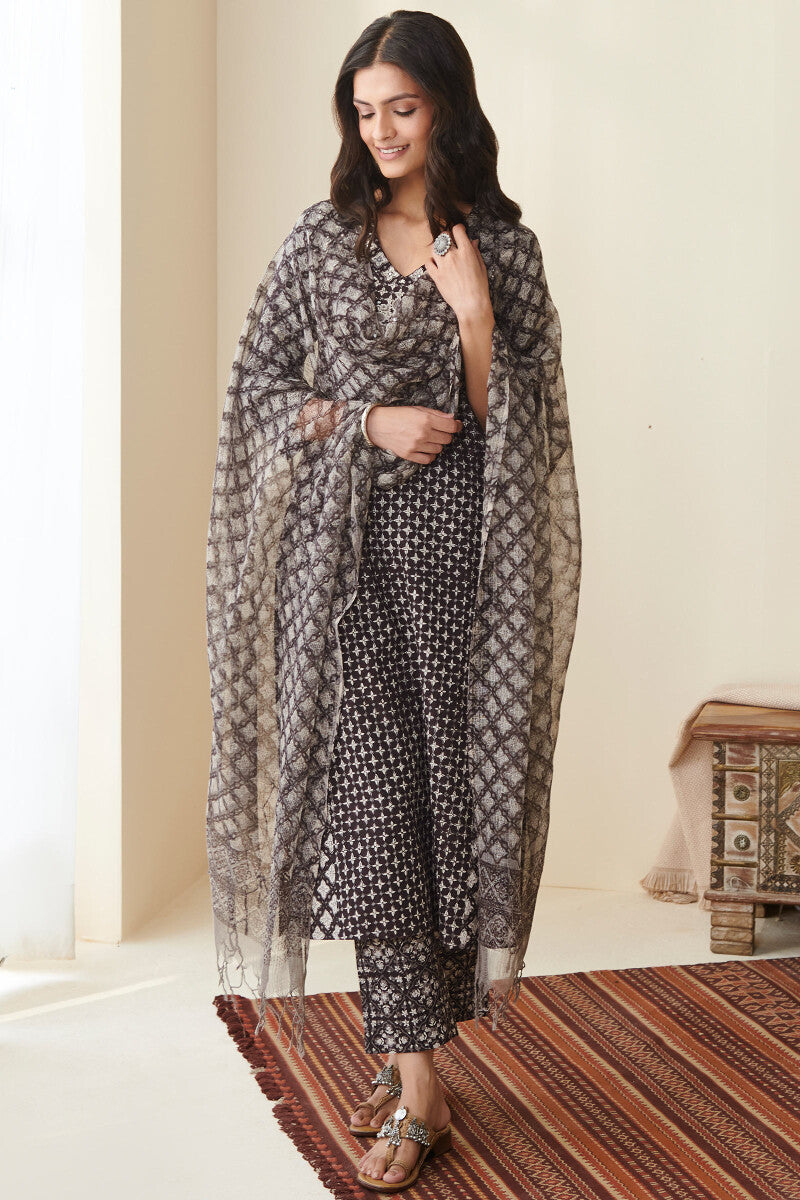 Sehra Siya Bagru Kurta