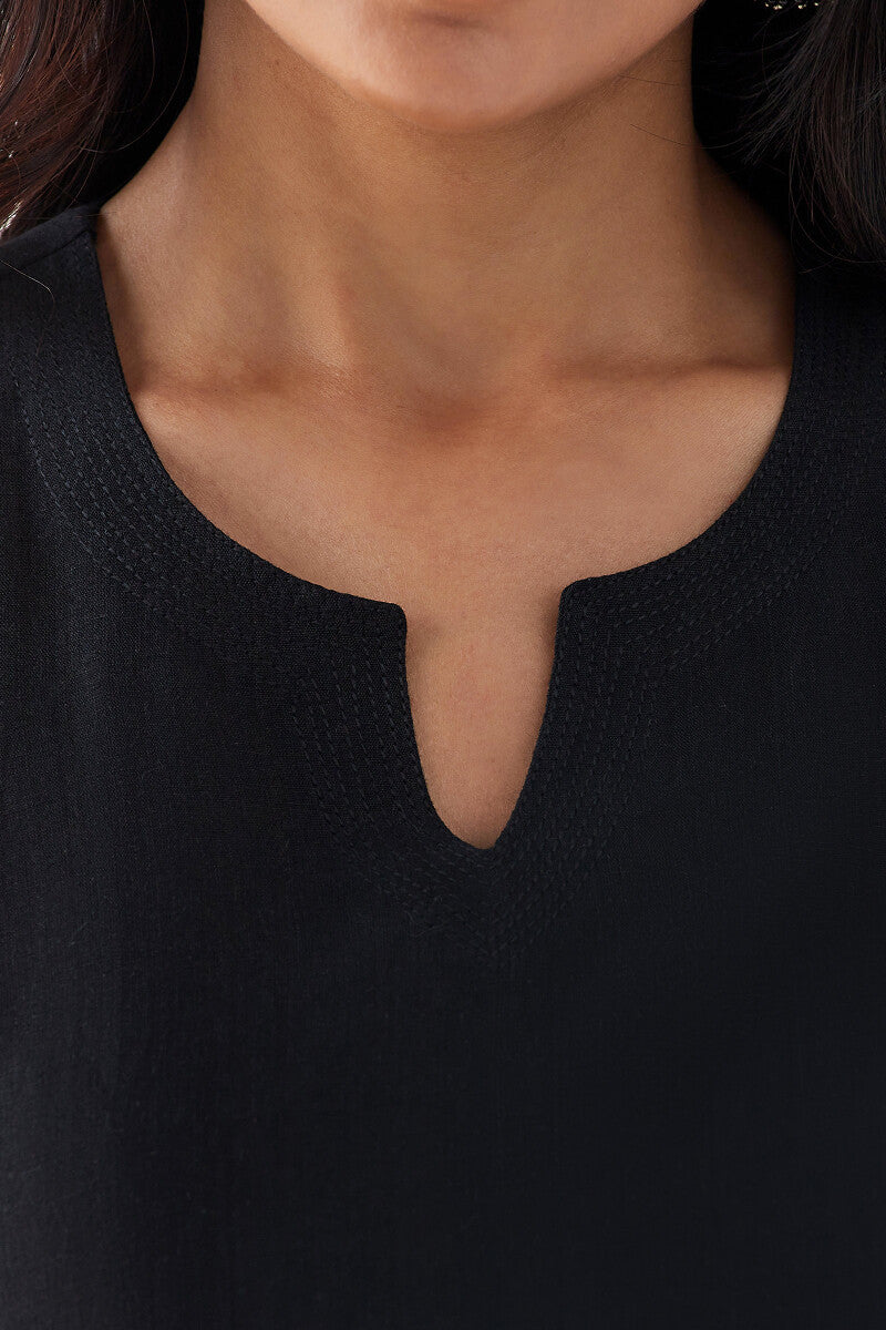 Sehra Zoya Black Cotton Linen Kurta