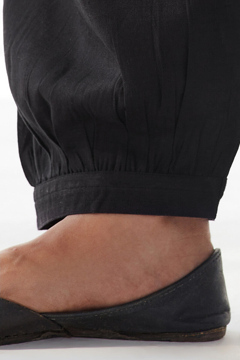 Sehra Zoya Black Rayon Slub Izhaar Pants