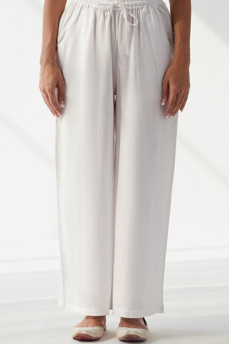 Naadirah Zoya White Rayon Slub Farsi