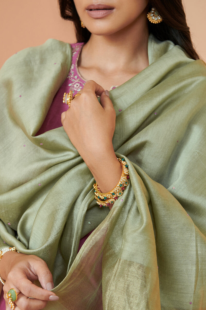 Shirin Mehreen Green Chanderi Dupatta
