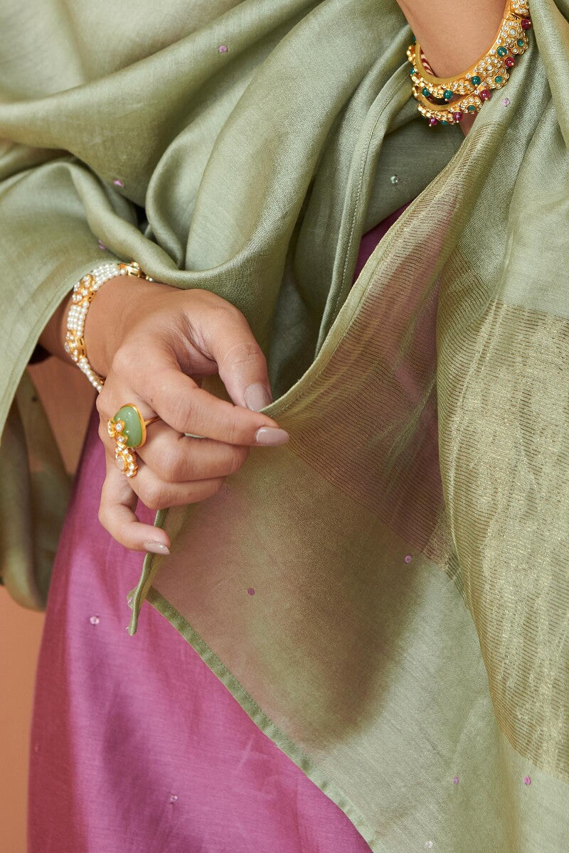 Shirin Mehreen Green Chanderi Dupatta