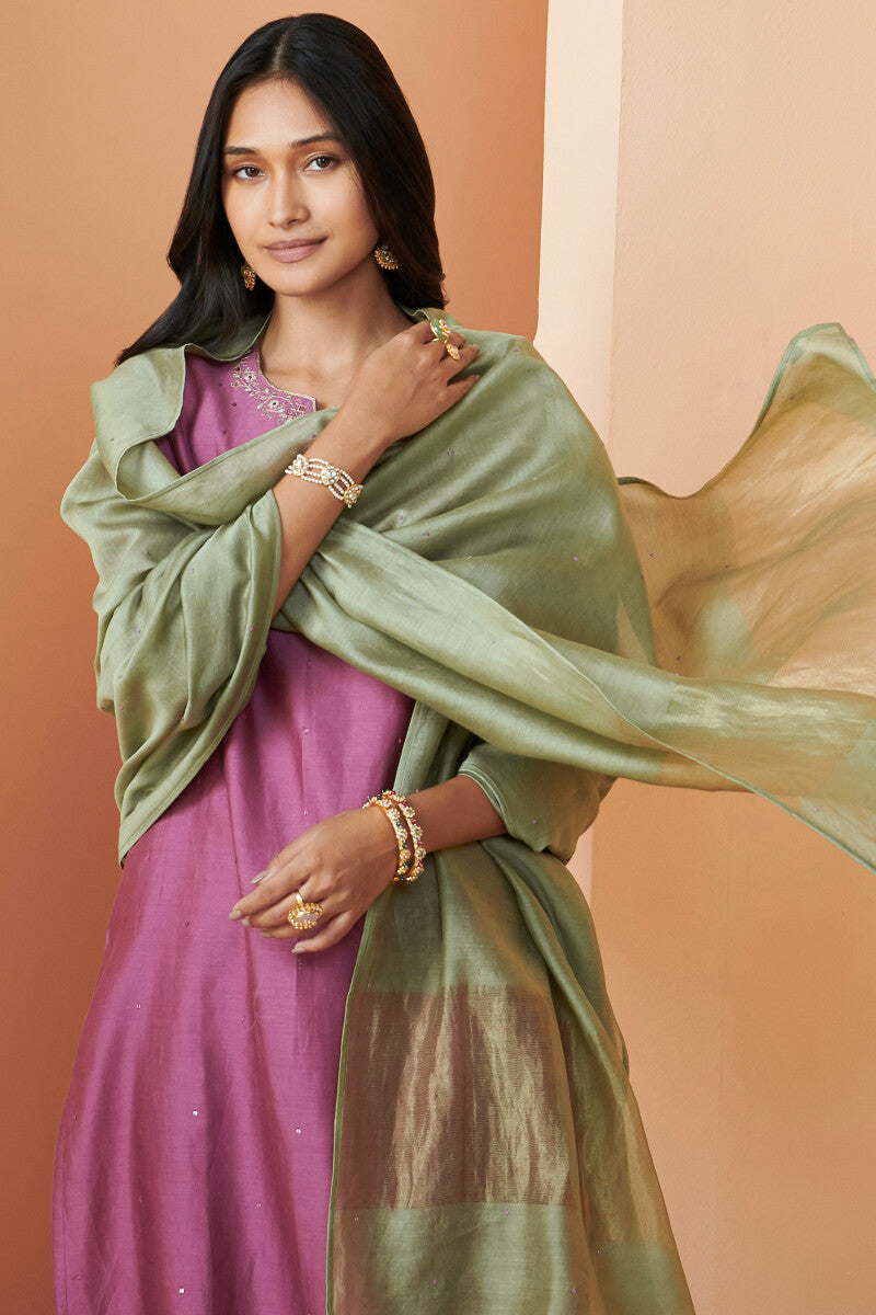 Shirin Mehreen Green Chanderi Dupatta