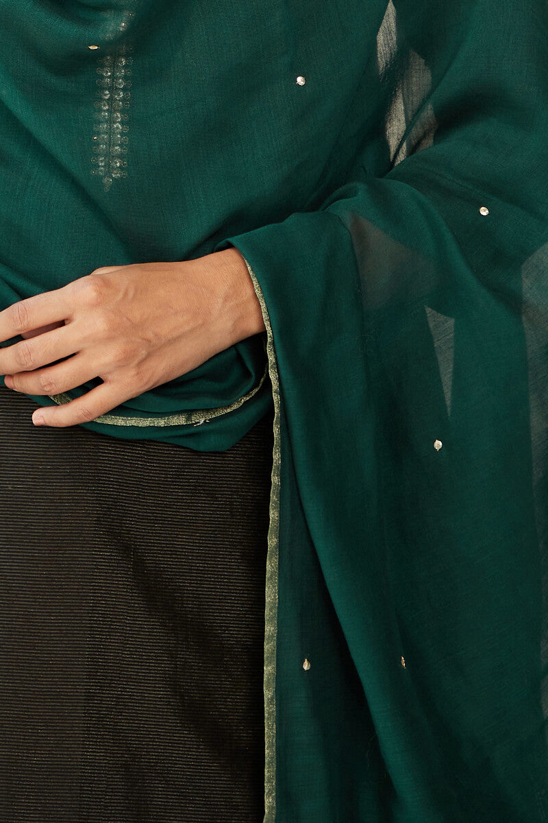 Mehrunissa Zeinab Green Chanderi Dupatta