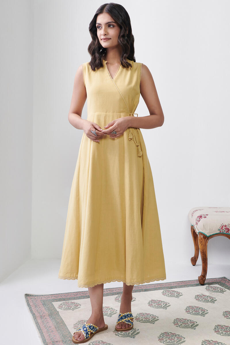 Roza Sabia Yellow Handloom Dress