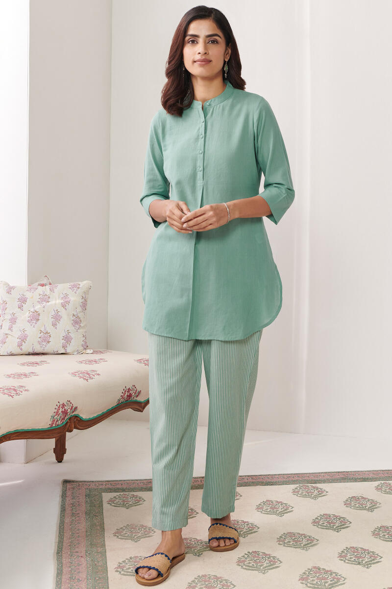 Roza Jannat Green Handloom Loungewear Set
