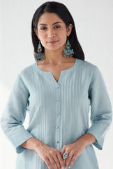 Naadirah Zoya Sky Blue Cotton Linen Kurta