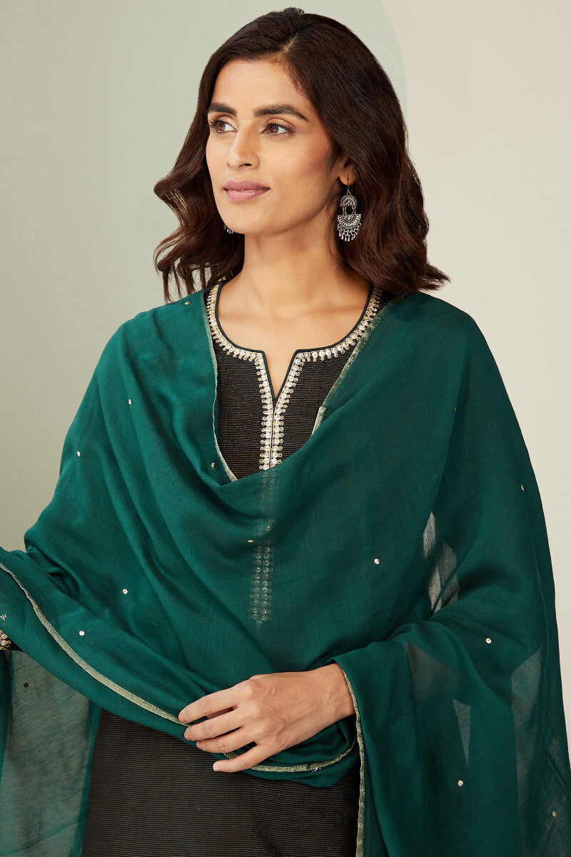 Mehrunissa Zeinab Green Chanderi Dupatta