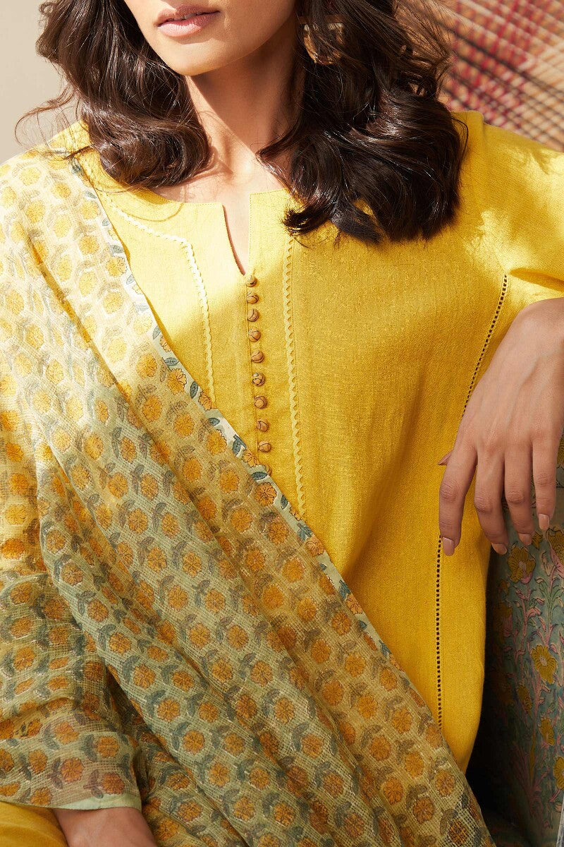 Roza Seher Mustard Yellow Kurta