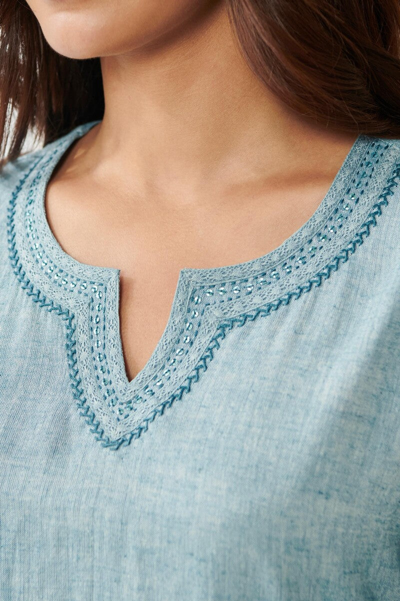 Gauhar Maira Blue Handloom Kurta