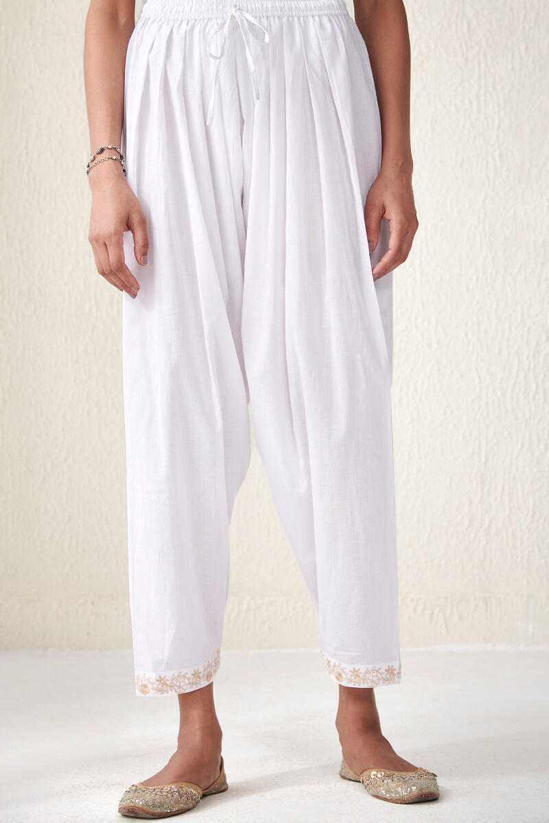 Roza Zeniya White Cotton Salwar