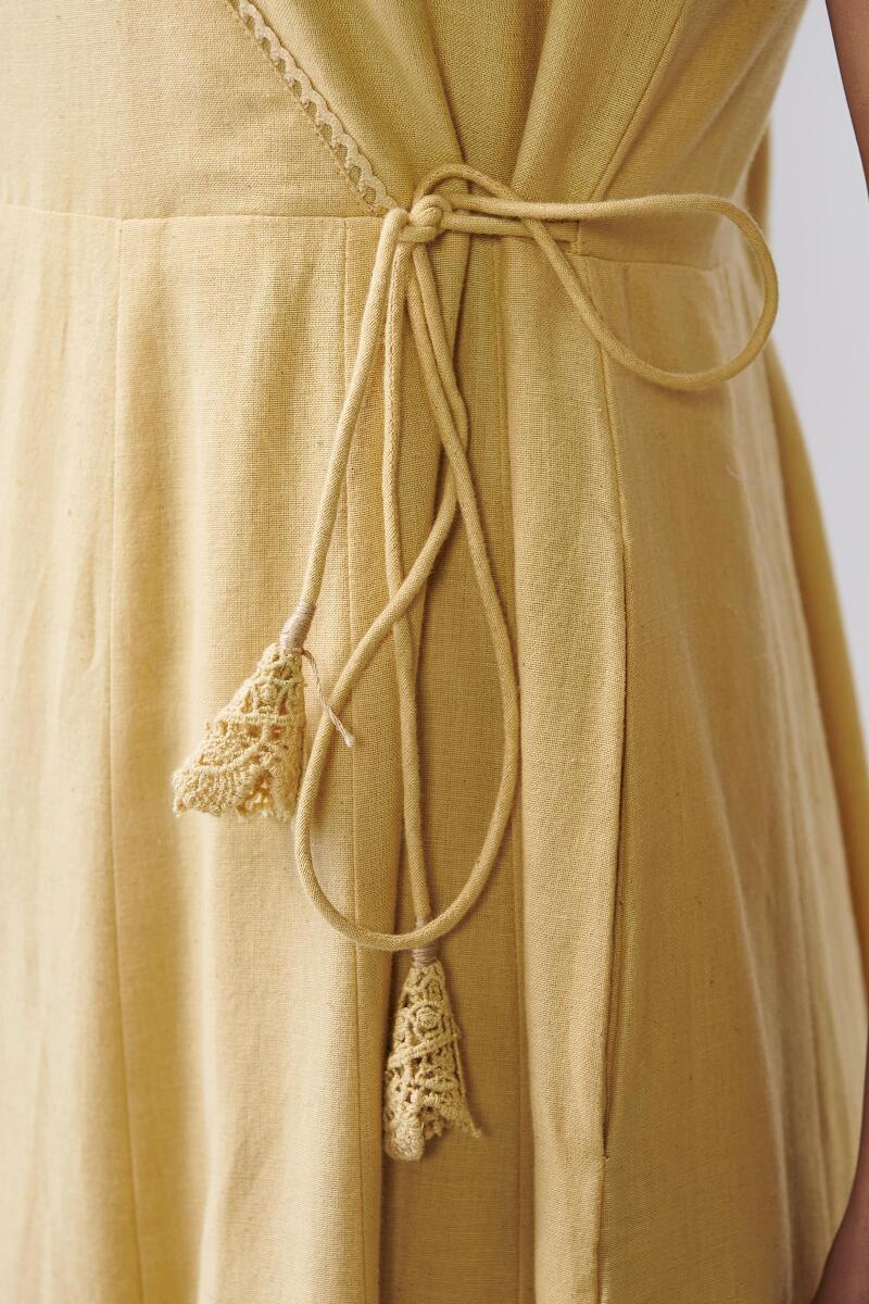Roza Sabia Yellow Handloom Dress