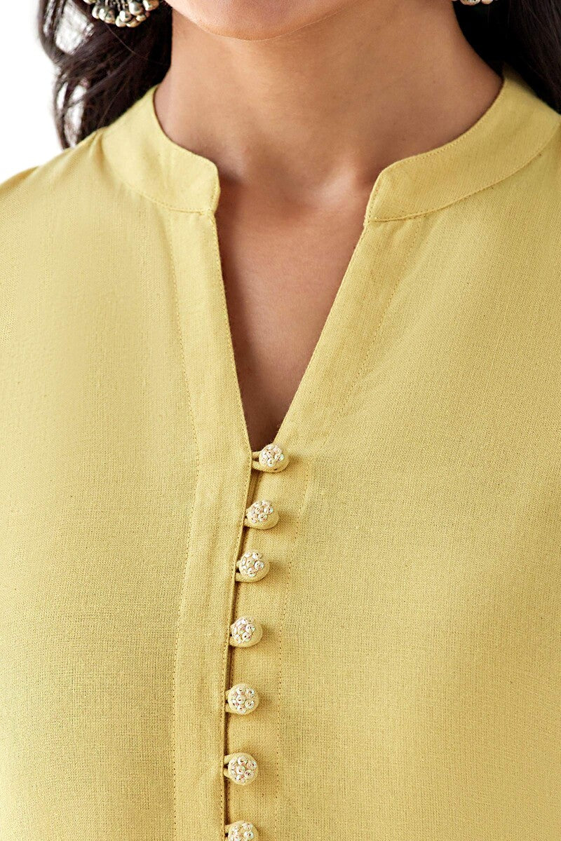 Nasrine Rehmat Yellow Handloom Kurta