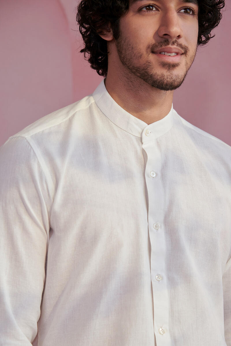 Zaid White Handloom Shirt
