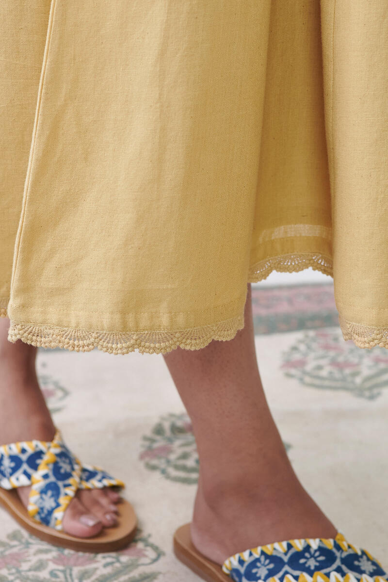 Roza Sabia Yellow Handloom Dress