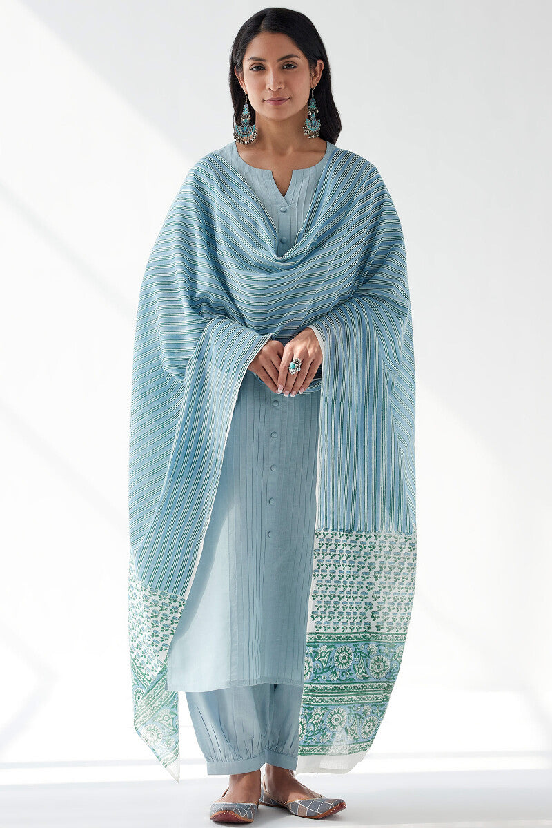 Naadirah Zoya Blue Sanganeri Dupatta