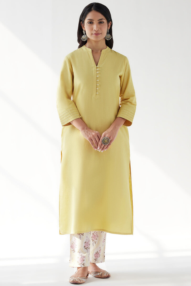 Nasrine Rehmat Yellow Handloom Kurta