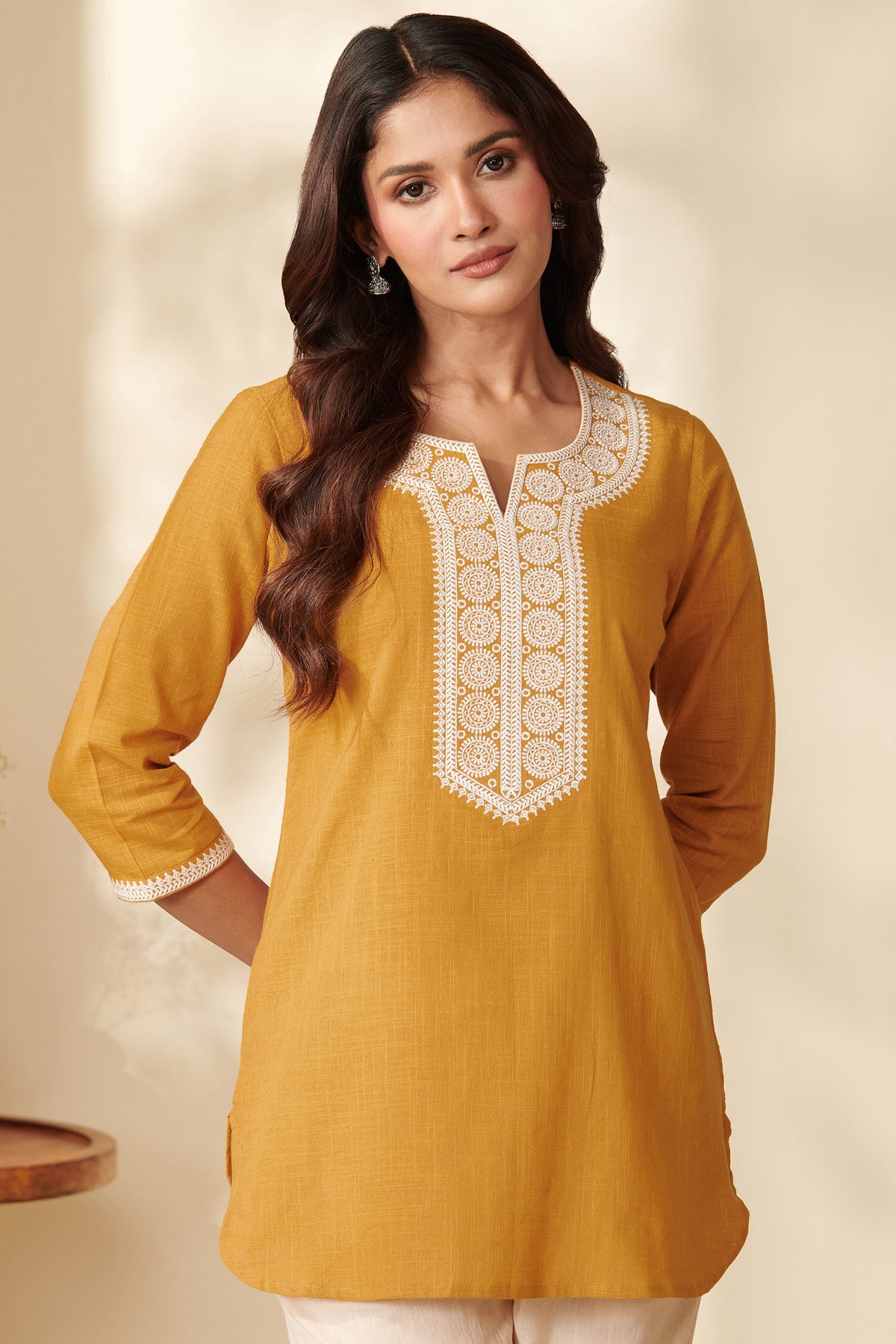 Mehraab Raziya Mustard Top
