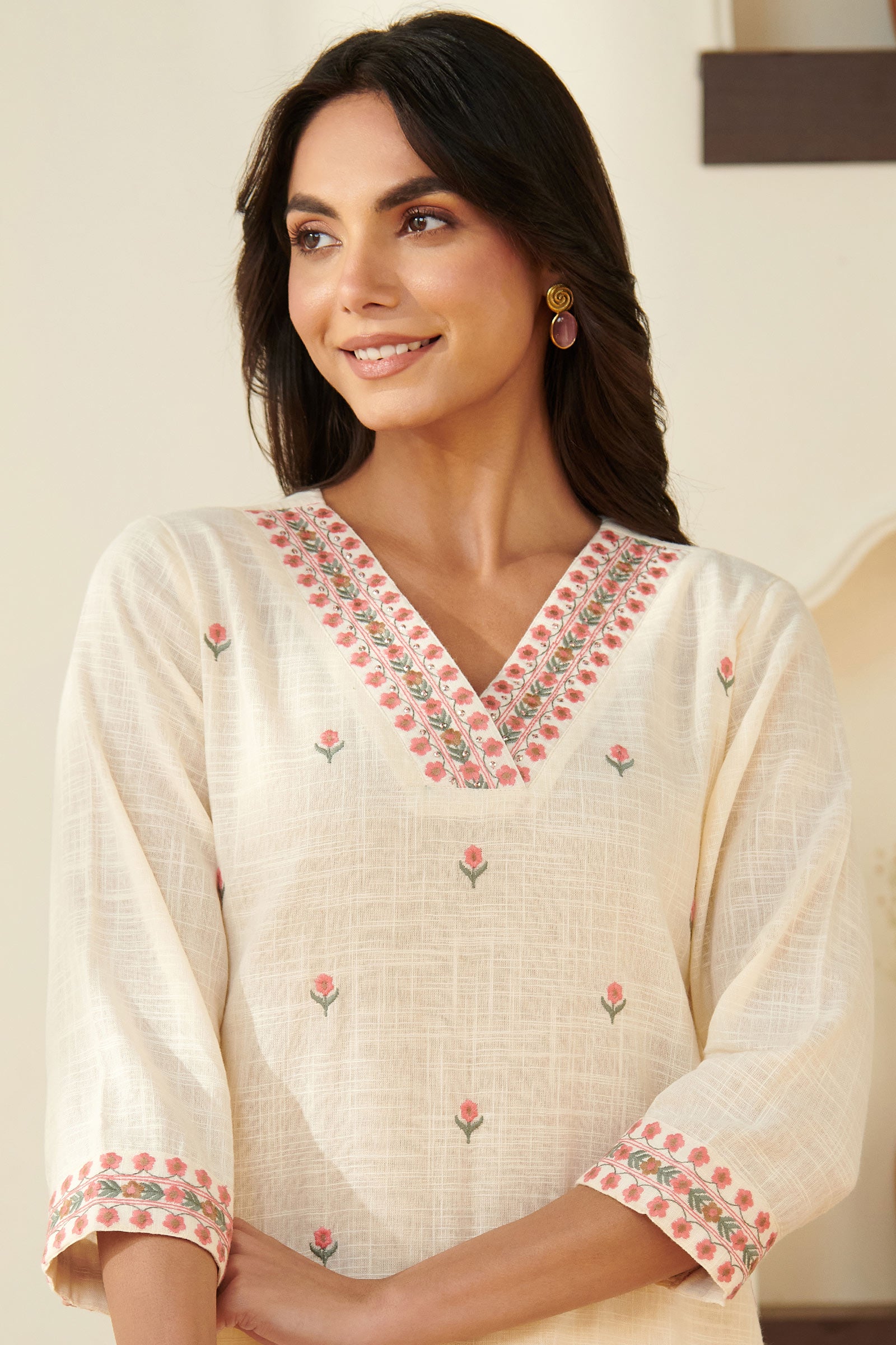 Mehraab Rabiya Cream Kurta