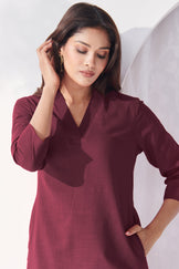 Roza Zehna Wine Kurta
