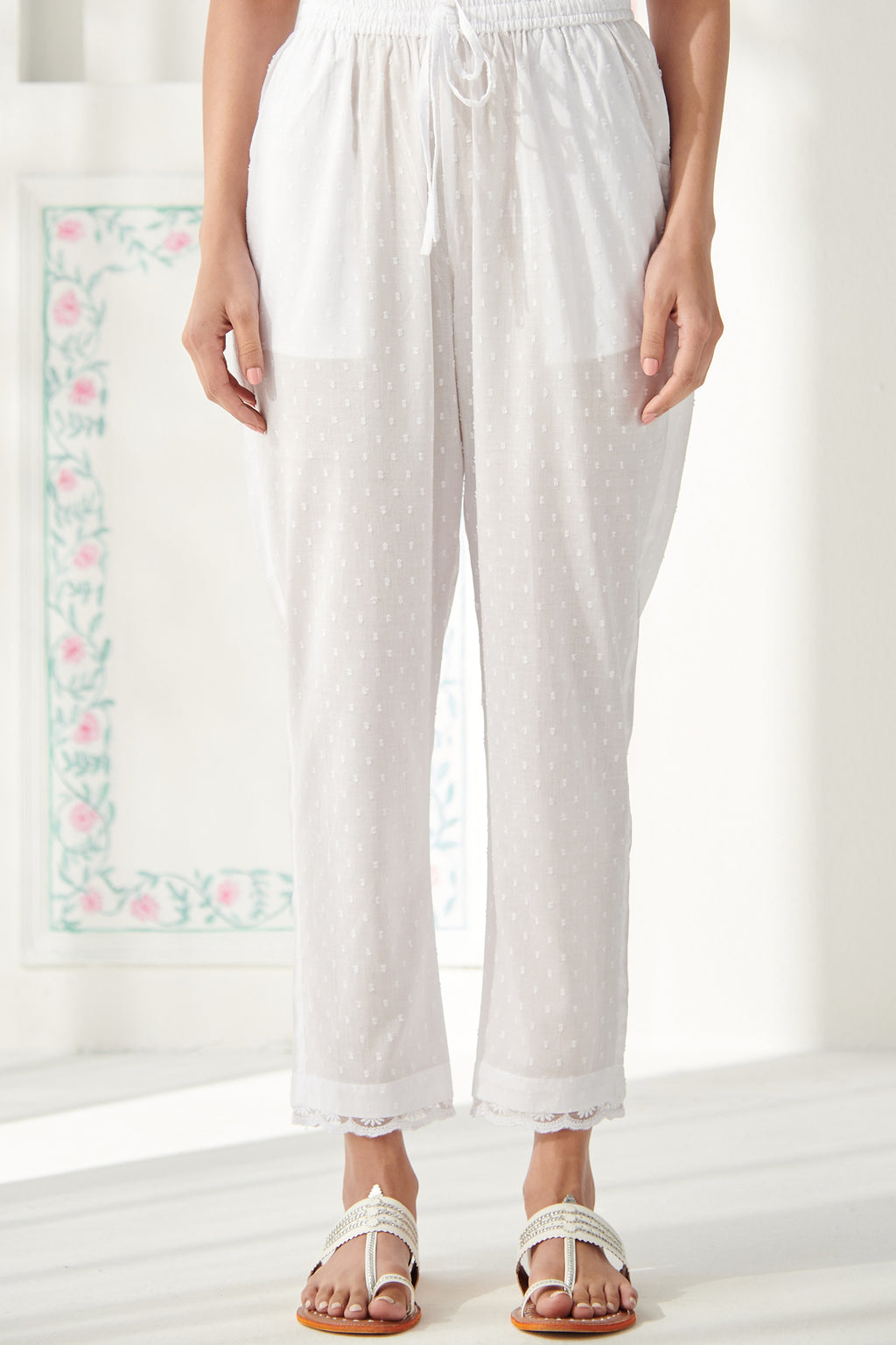 Roza Sameera White Narrow Pants