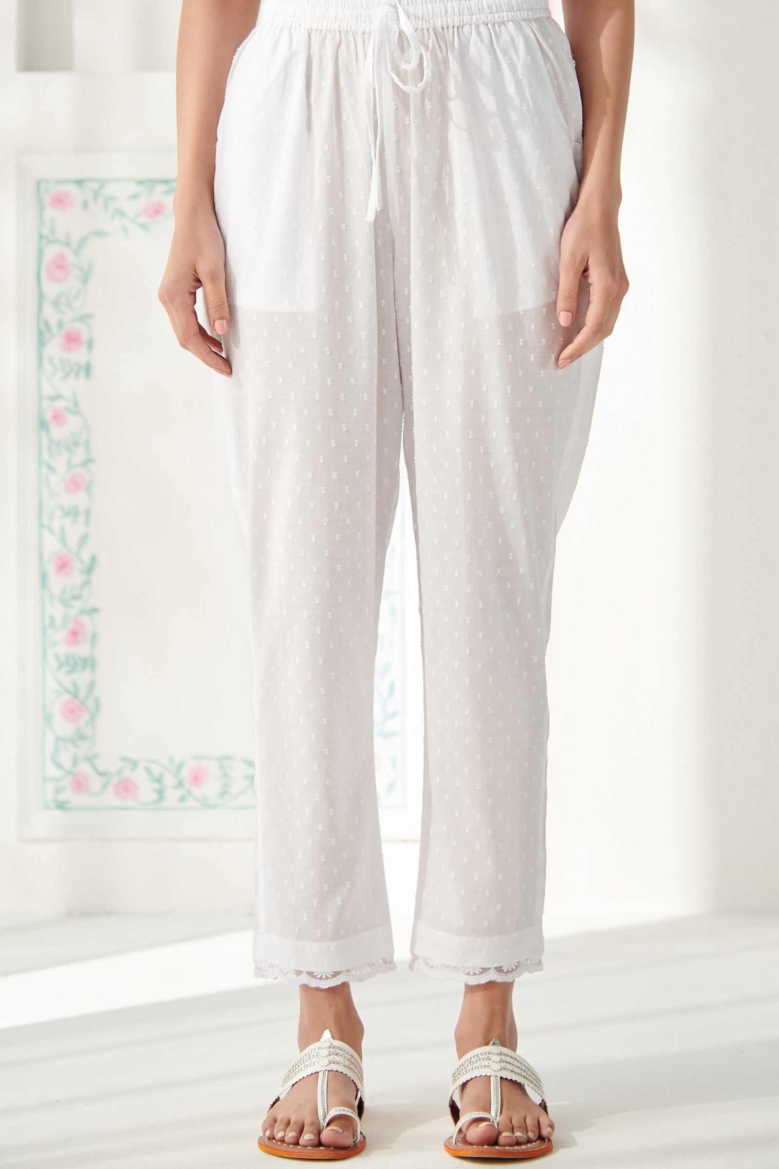 Roza Sameera White Narrow Pants