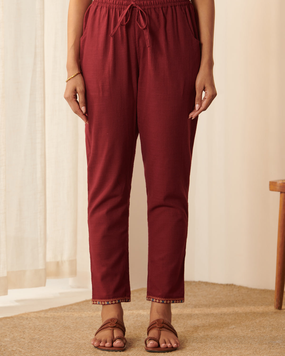 Mehraab Aahana Maroon Narrow Pants