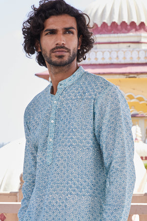 Ruzain Chanderi Block Printed Kurta