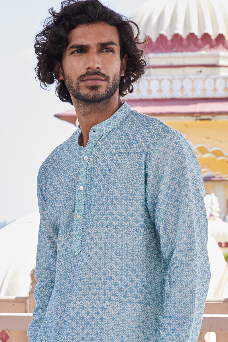 Ruzain Chanderi Block Printed Kurta