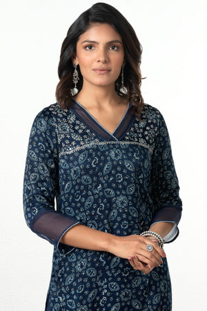 Sehra Shabnam Ajrak Modal Kurta