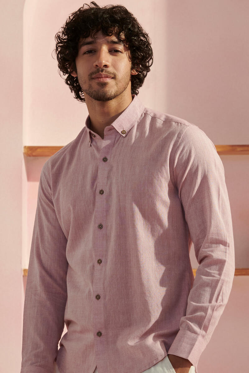 Zaid Pink Handloom Shirt