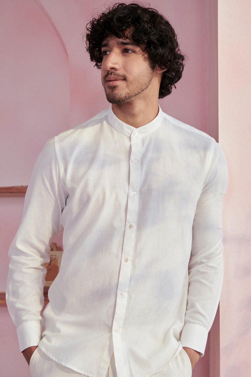 Zaid White Handloom Shirt