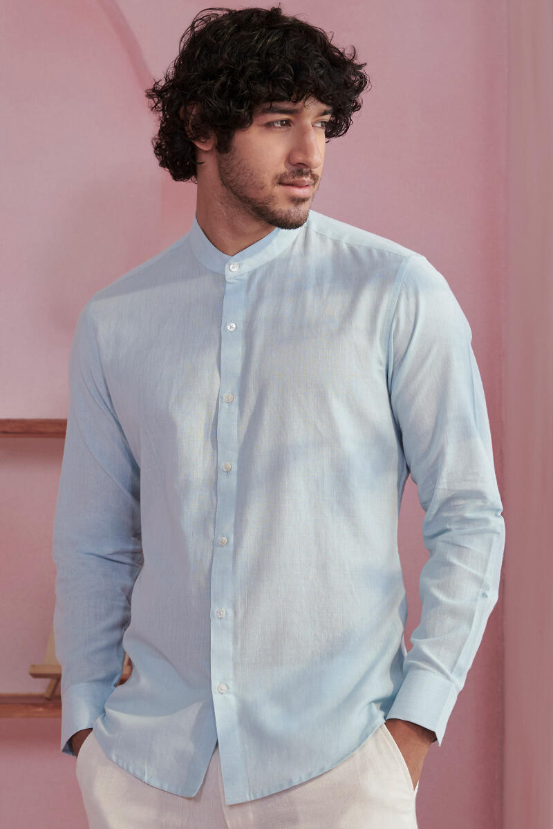 Zaid Light Blue Handloom Shirt
