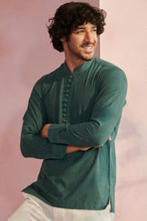 Zaid Pine Green Handloom Shirt