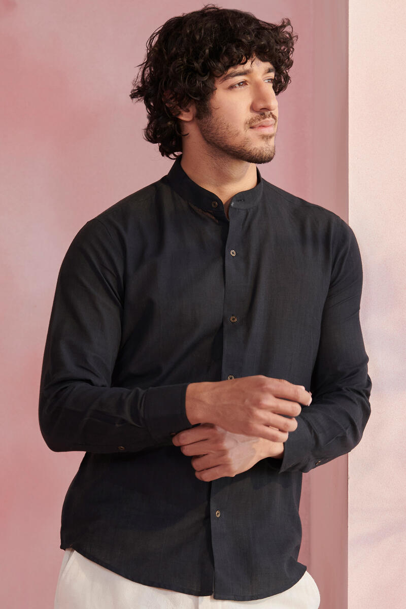 Zaid Black Handloom Shirt