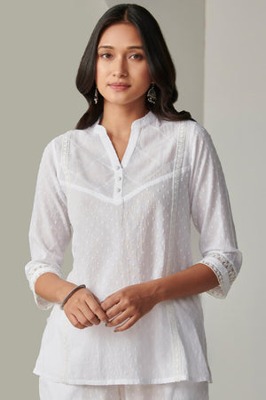 Raahat Raiza White Schiffli Top
