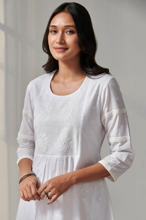 Raahat Ruhi White Schiffli Dress
