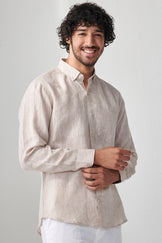 Zaid Beige Linen Shirt