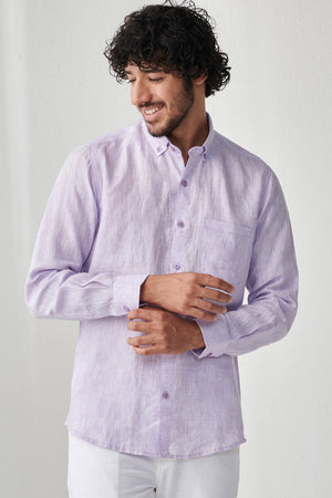 Zaid Purple Linen Shirt