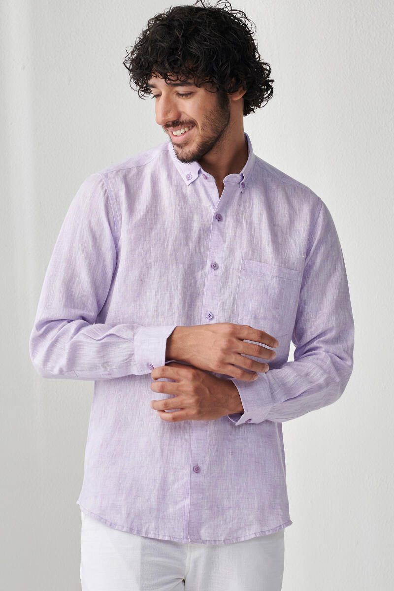 Zaid Purple Linen Shirt
